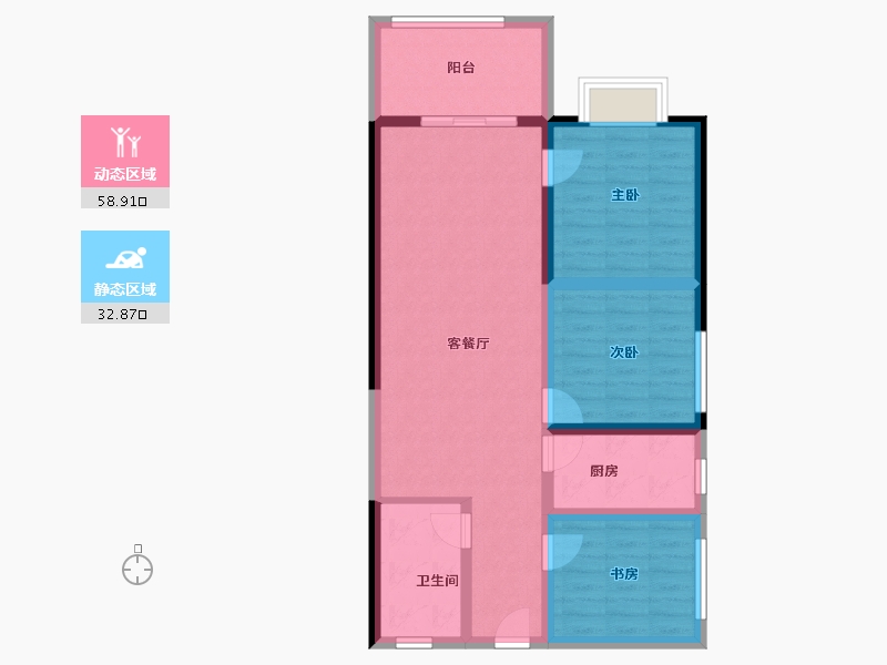 云南省-昆明市-金泰国际Ⅲ期名门-81.66-户型库-动静分区