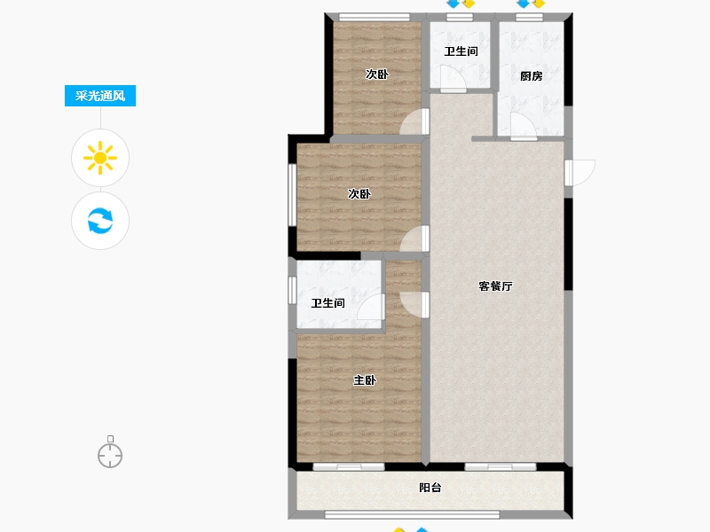 山东省-枣庄市-滕州祥和花园-106.07-户型库-采光通风