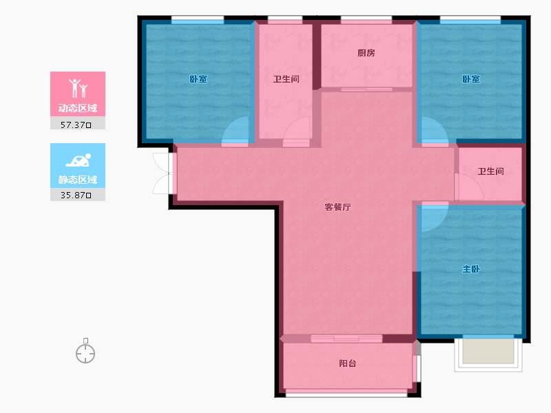 甘肃省-庆阳市-天保九如華府一期-82.60-户型库-动静分区