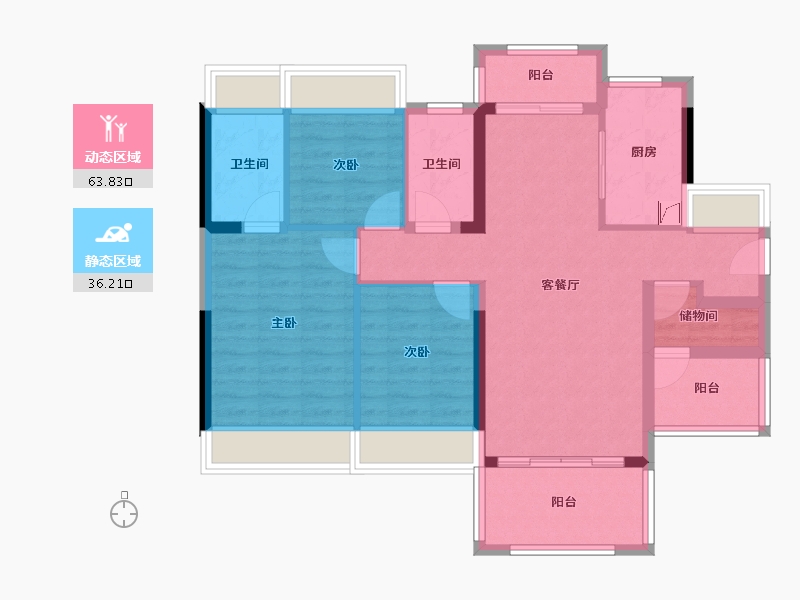 广东省-河源市-龙光玖誉湖-88.79-户型库-动静分区