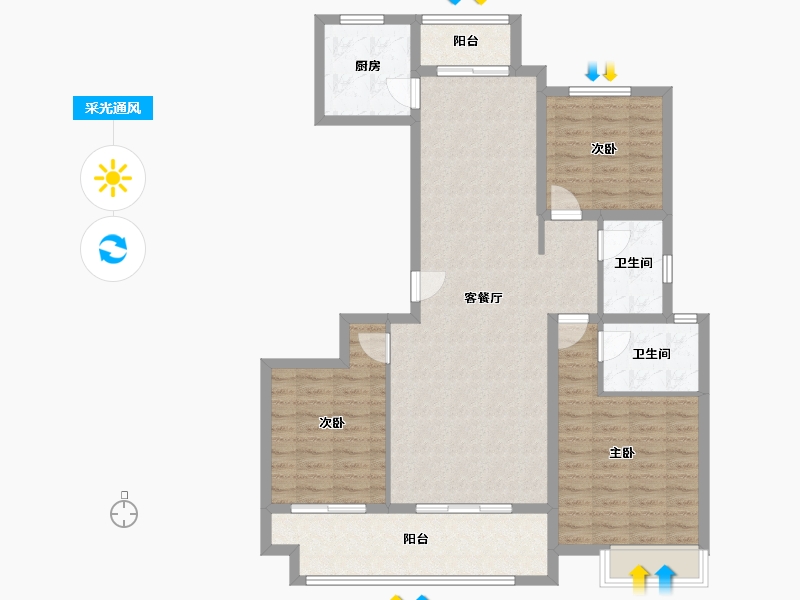 河南省-濮阳市-建业璟园-108.05-户型库-采光通风