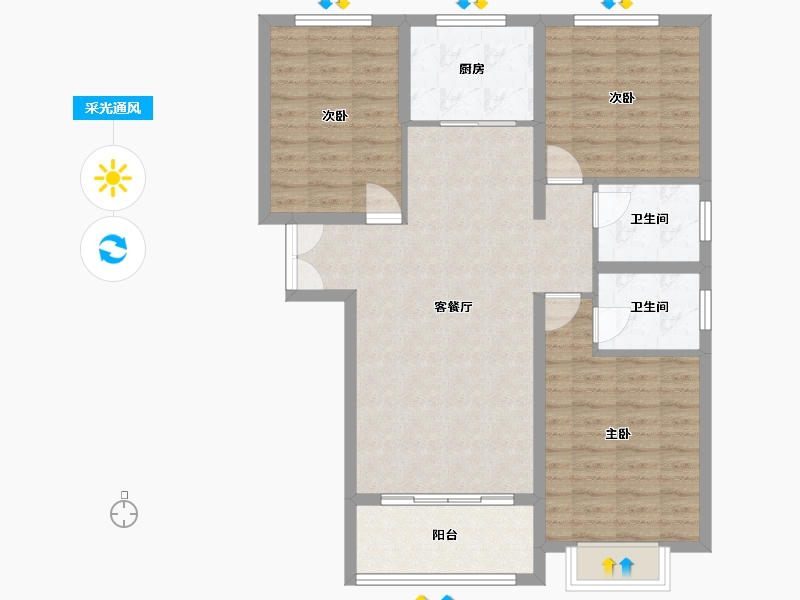 河南省-濮阳市-华信·越绣华府-93.93-户型库-采光通风