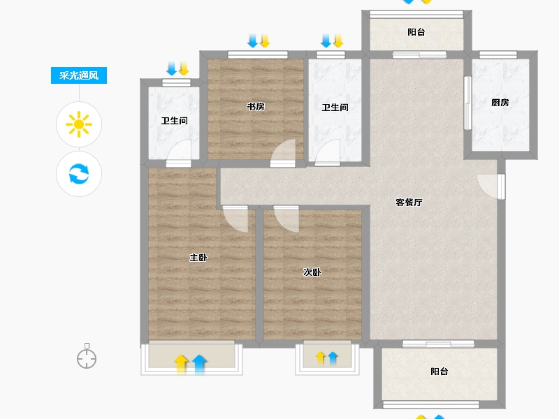 河南省-濮阳市-建业璟园-99.87-户型库-采光通风