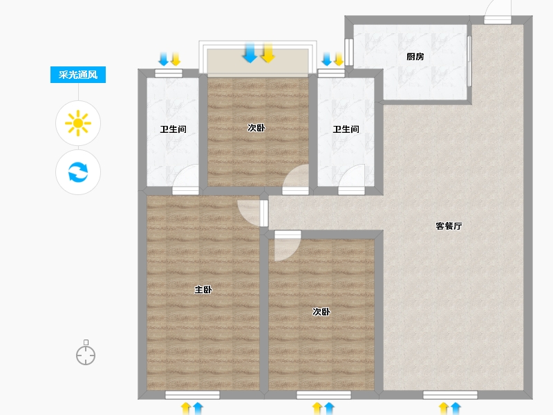 黑龙江省-七台河市-宝泰华府-100.19-户型库-采光通风