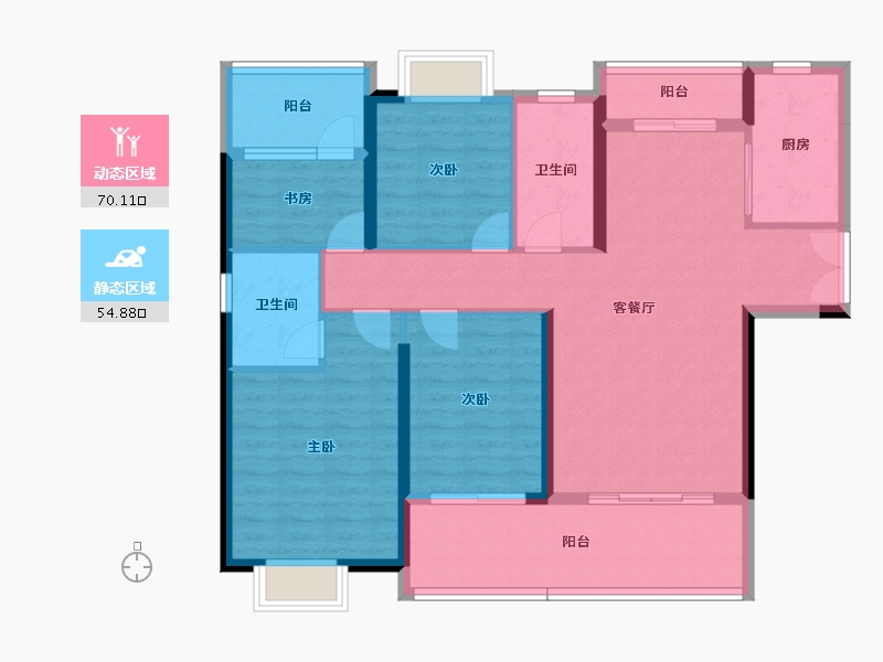 湖南省-邵阳市-邵阳湾田·望江府-112.36-户型库-动静分区