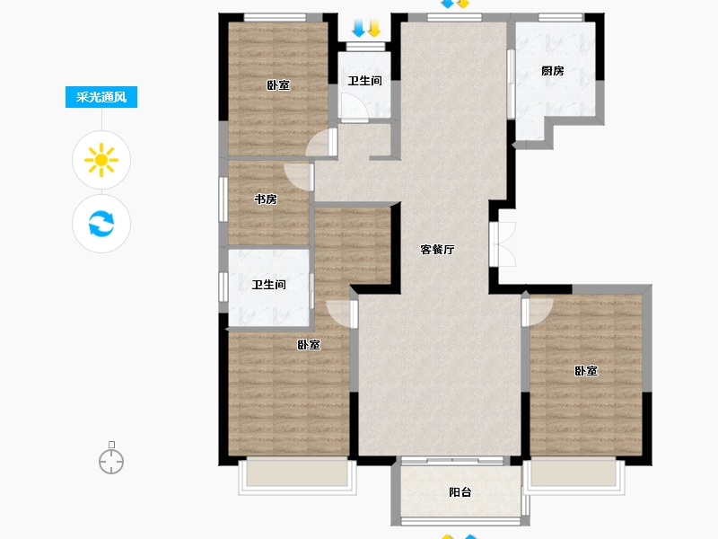 山东省-济南市-泰悦圣井院子-119.19-户型库-采光通风