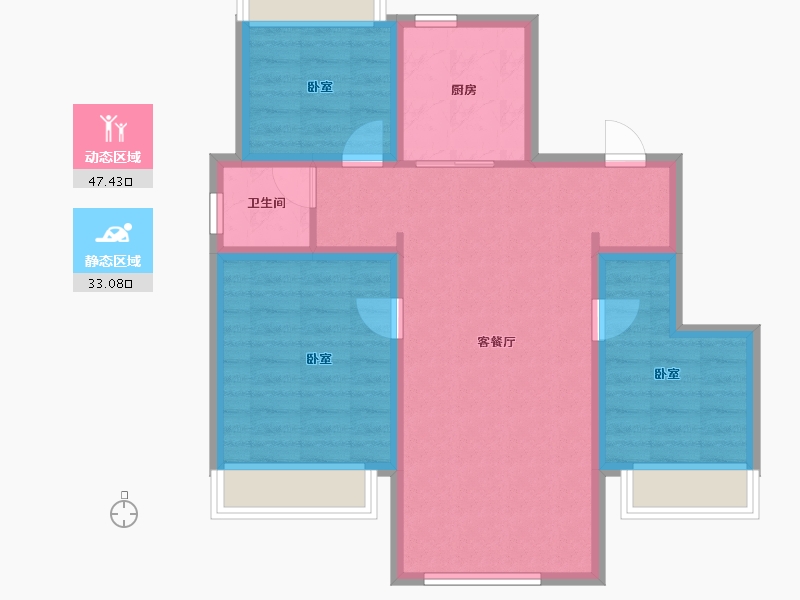 内蒙古自治区-呼和浩特市-金地青峯里-71.78-户型库-动静分区