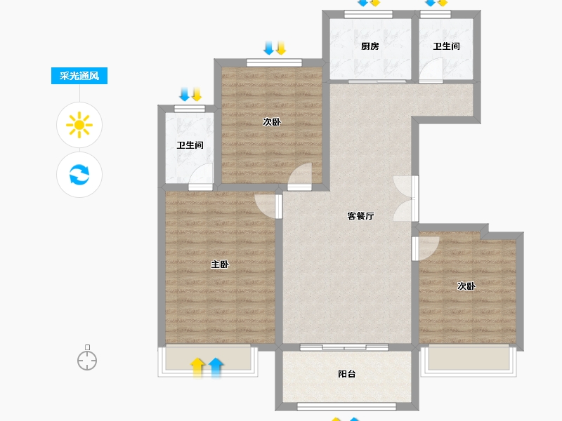 河南省-濮阳市-中达学府壹号-95.22-户型库-采光通风