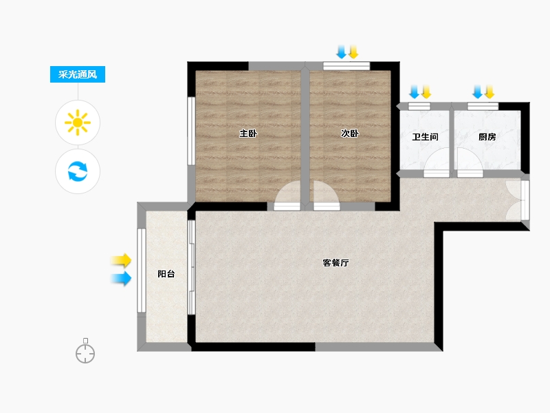 湖南省-郴州市-智通江天-68.15-户型库-采光通风