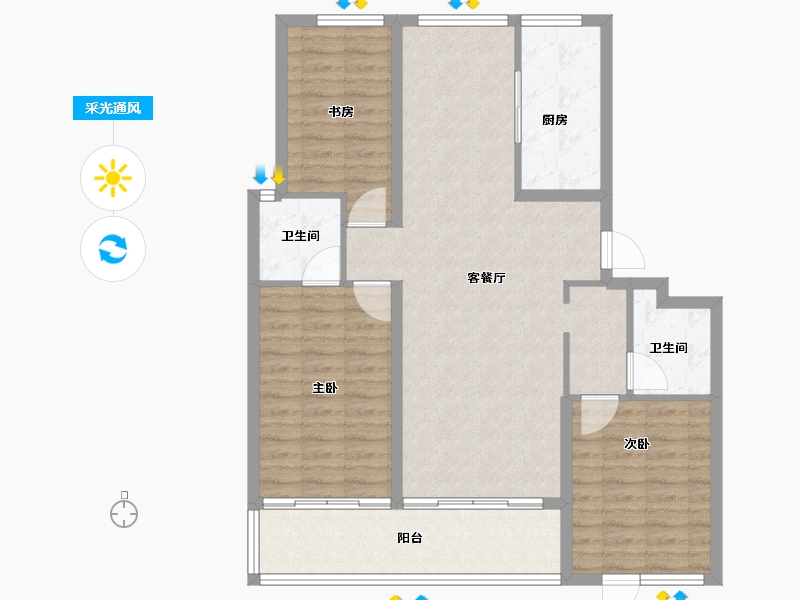 浙江省-衢州市-蓝城·春风江山-100.80-户型库-采光通风