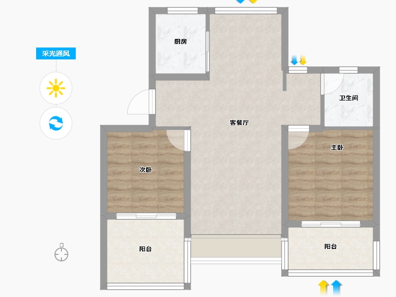 浙江省-衢州市-蓝城·春风江山-71.30-户型库-采光通风