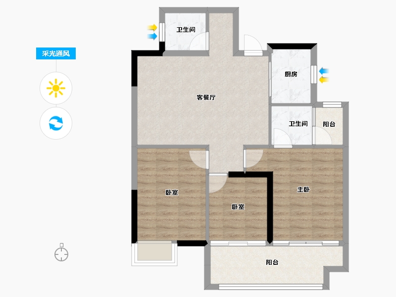 福建省-福州市-中庚东金-80.00-户型库-采光通风