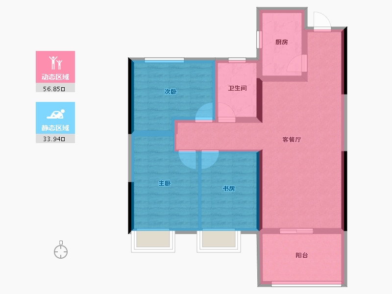 湖北省-仙桃市-康湾一品二期·康湾熙岸-80.55-户型库-动静分区