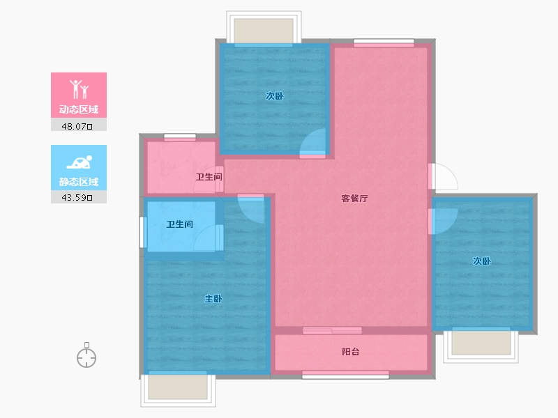 海南省-万宁市-香江温泉人家-81.15-户型库-动静分区