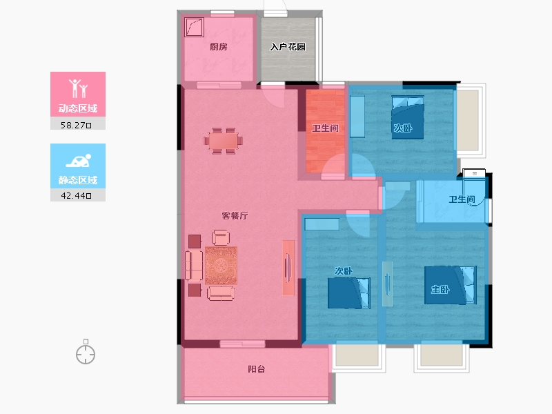 湖北省-咸宁市-璟湖世纪城-92.81-户型库-动静分区