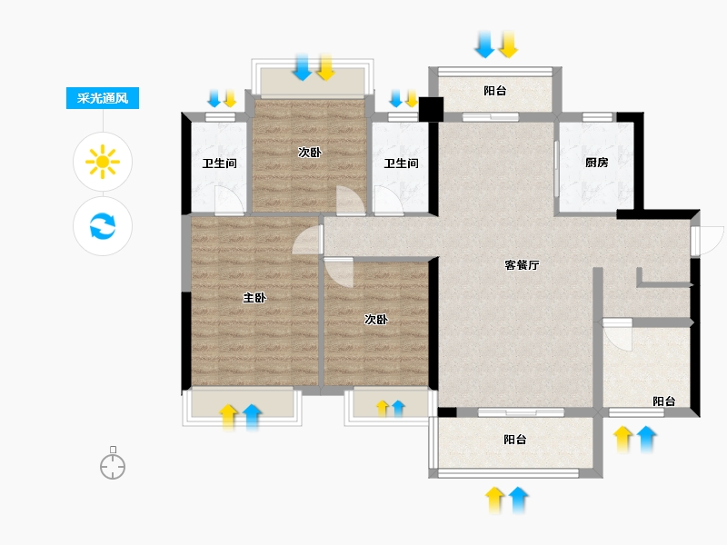 广东省-佛山市-佛山市奥园誉峯-108.00-户型库-采光通风