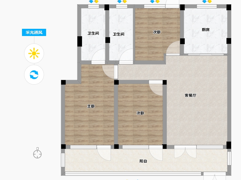 浙江省-衢州市-蓝城·春风江山-104.04-户型库-采光通风