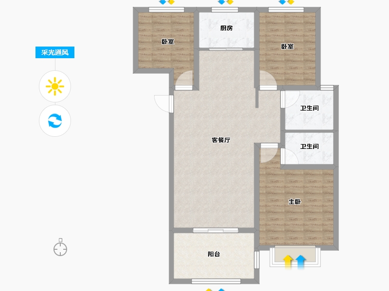 河南省-濮阳市-汇升•珑玺台-100.00-户型库-采光通风