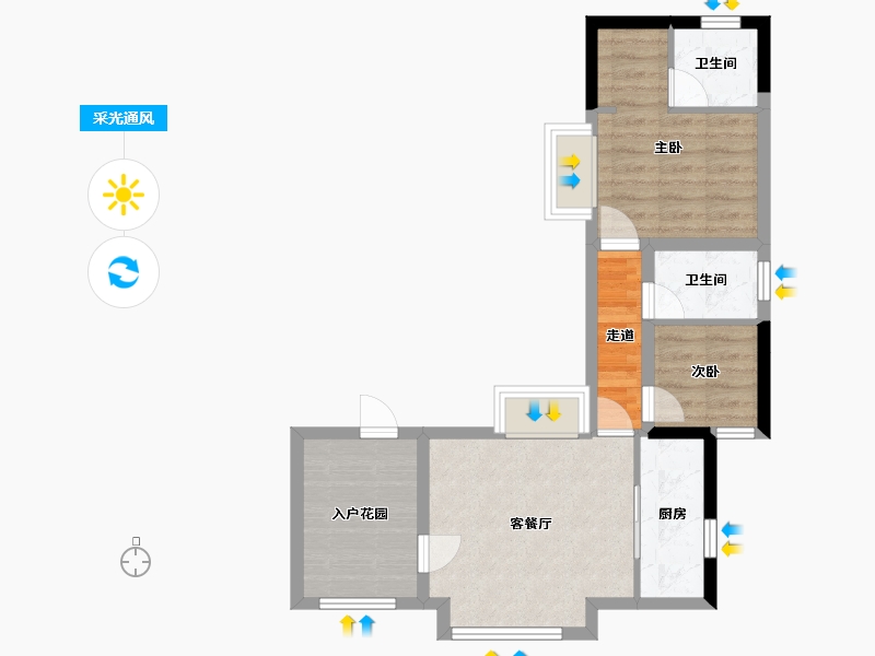 云南省-西双版纳傣族自治州-万科曼西缇-53.30-户型库-采光通风