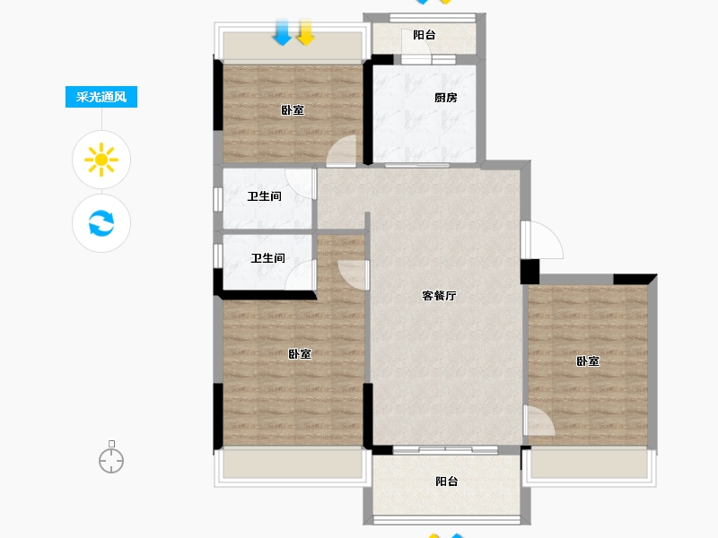 广东省-汕尾市-碧桂园天銮山·星汇-92.91-户型库-采光通风