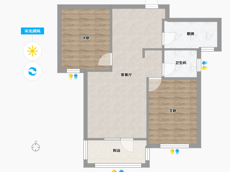 湖北省-武汉市-保利城-64.20-户型库-采光通风