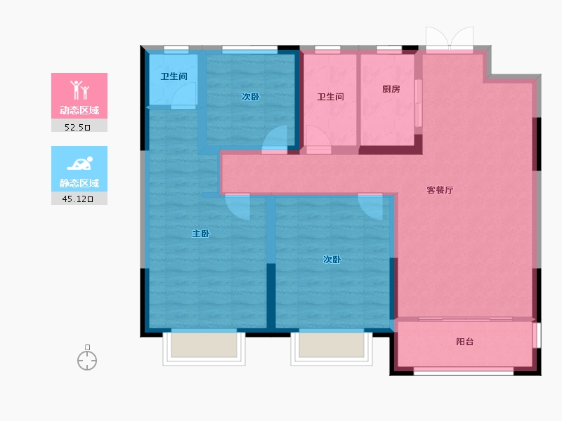 河北省-邯郸市-荣科金水苑-87.20-户型库-动静分区