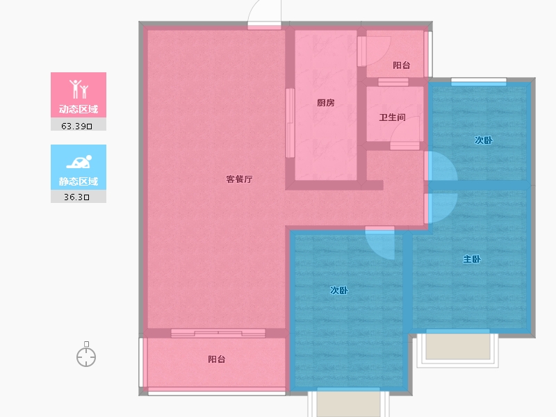 陕西省-咸阳市-华宇·壹号公馆-88.51-户型库-动静分区