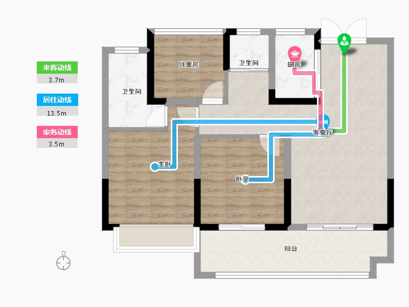 安徽省-芜湖市-龙港·壹号院-84.73-户型库-动静线