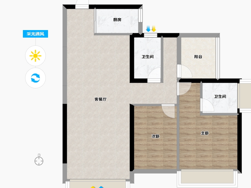 广东省-汕头市-颐景阳光锦府-81.49-户型库-采光通风