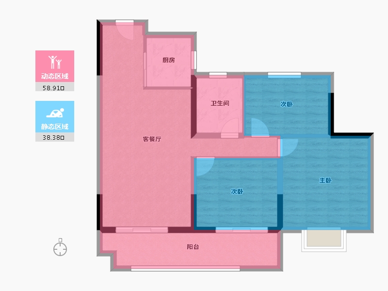 山东省-枣庄市-碧桂园鹏泰映月台二期-87.64-户型库-动静分区