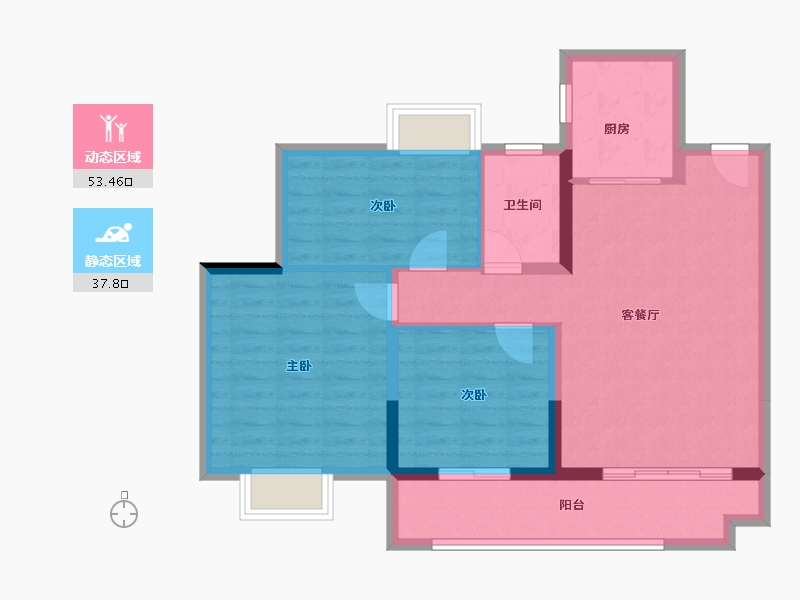 山东省-枣庄市-碧桂园鹏泰映月台二期-81.96-户型库-动静分区