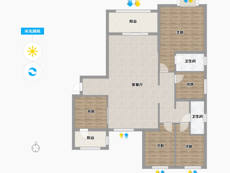 甘肃省-张掖市-恒大御澜庭-124.00-户型库-采光通风