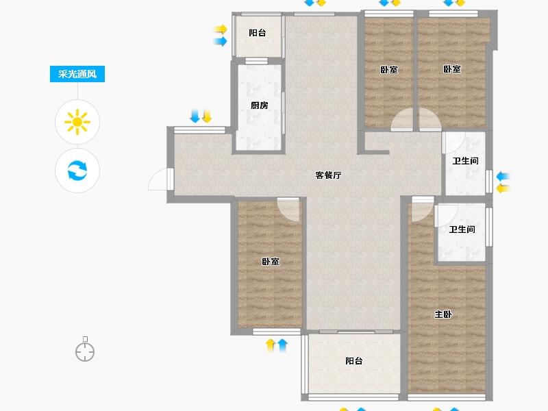 广东省-汕头市-合群·天合名轩-108.01-户型库-采光通风