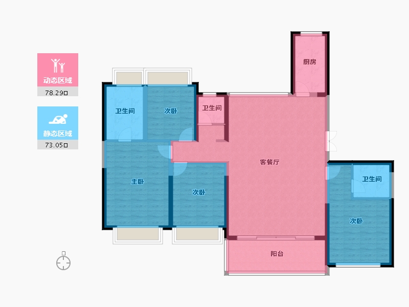 四川省-宜宾市-蜀道·三江国际-137.27-户型库-动静分区