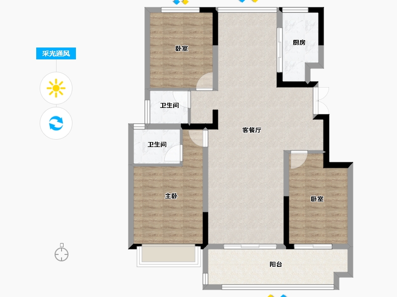 安徽省-芜湖市-龙港·壹号院-101.47-户型库-采光通风