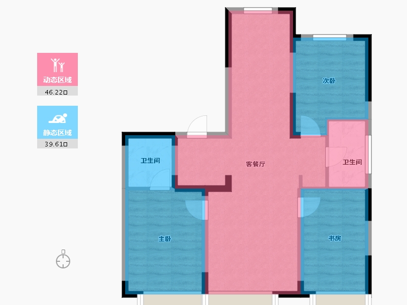 内蒙古自治区-通辽市-天润·水墨嘉华小区-84.80-户型库-动静分区