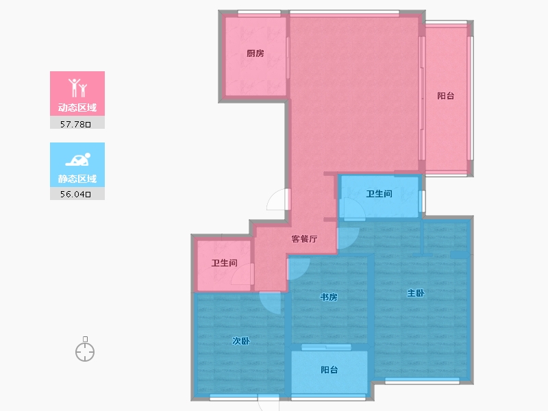 浙江省-衢州市-蓝城·春风江山-102.70-户型库-动静分区