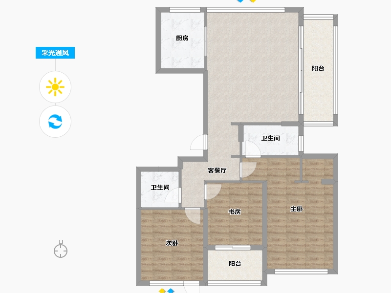 浙江省-衢州市-蓝城·春风江山-102.70-户型库-采光通风