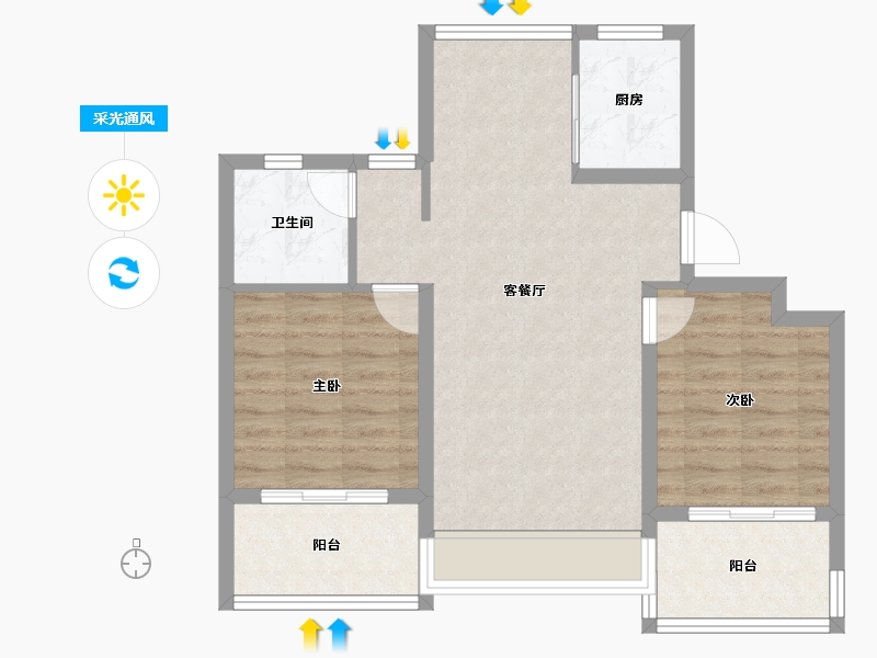 浙江省-衢州市-蓝城·春风江山-70.74-户型库-采光通风