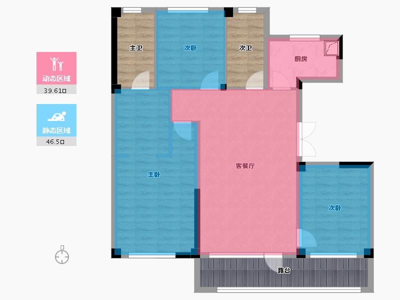 辽宁省-鞍山市-作品壹号-97.50-户型库-动静分区