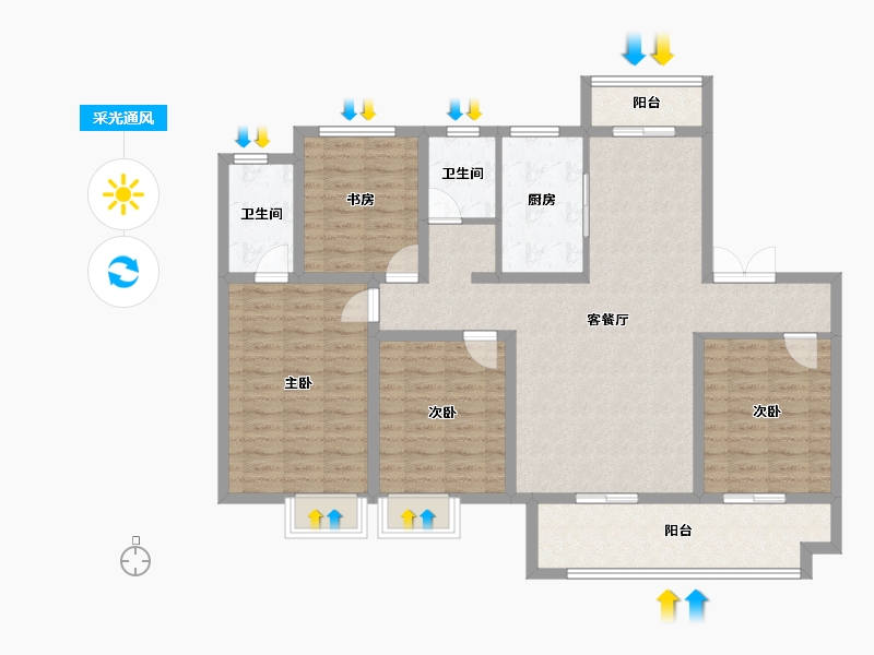 山西省-运城市-阅山府-119.07-户型库-采光通风