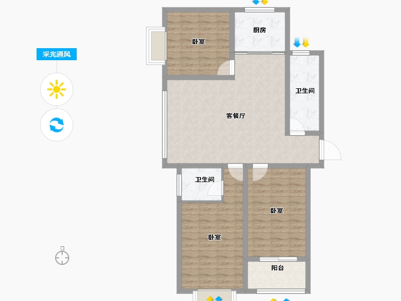 河南省-濮阳市-诚城·幸福里-98.40-户型库-采光通风