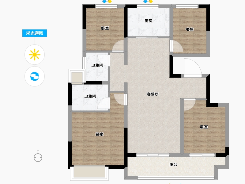 江苏省-徐州市-绿地湖语墅尊樾-100.00-户型库-采光通风