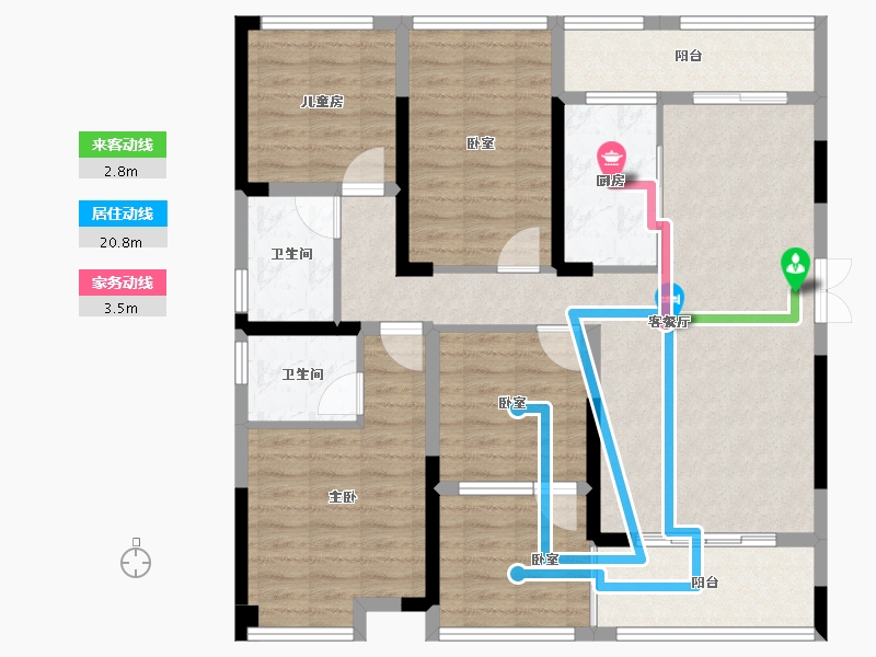 湖南省-永州市-双龙云溪府-108.68-户型库-动静线