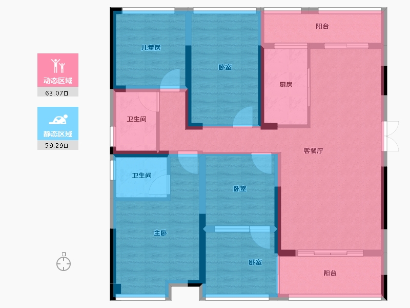 湖南省-永州市-双龙云溪府-108.68-户型库-动静分区