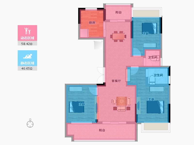 湖南省-岳阳市-景润天岳-86.28-户型库-动静分区