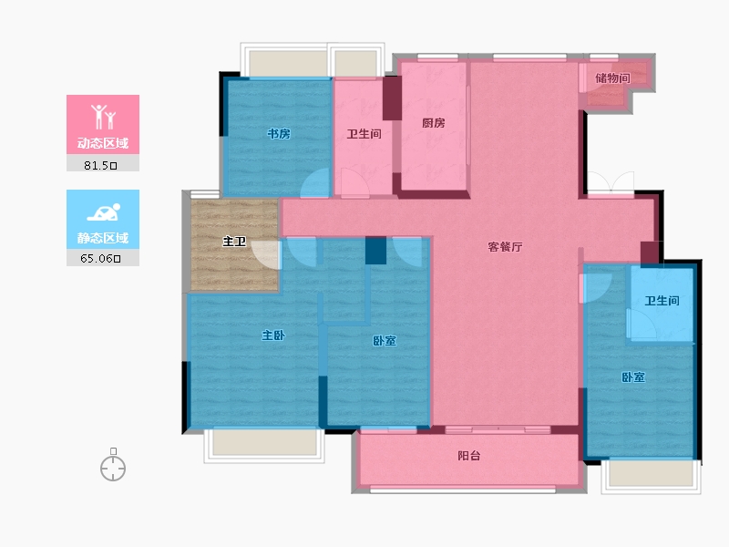 江苏省-徐州市-楚河金茂府-139.20-户型库-动静分区