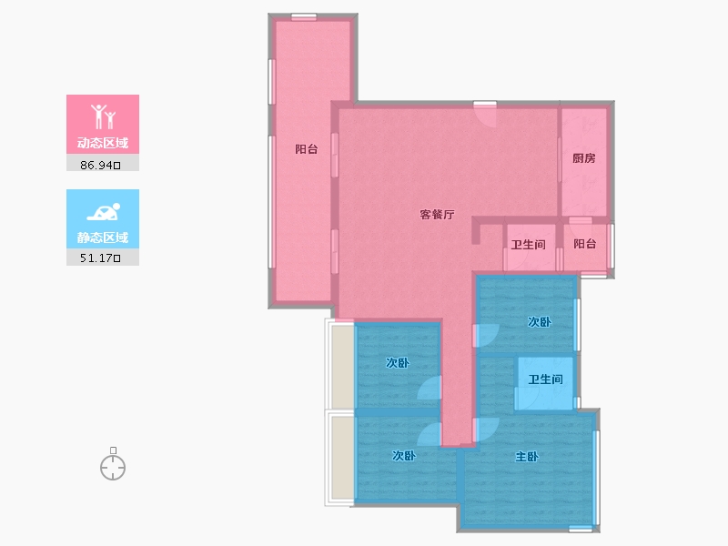 贵州省-黔南布依族苗族自治州-麒龙华府-140.00-户型库-动静分区