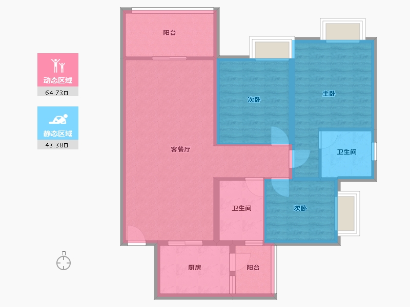 贵州省-贵阳市-祥风贵阳溪府-97.12-户型库-动静分区