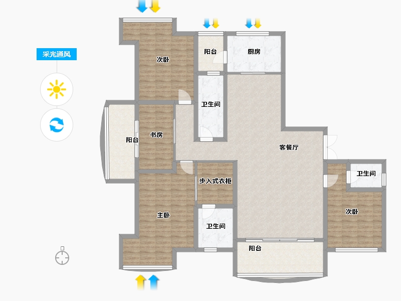 山西省-运城市-金鑫·滨湖一号-165.09-户型库-采光通风